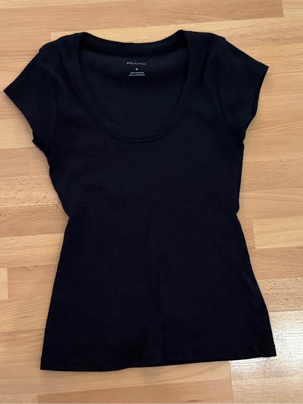 Pilcro Black Scoop Neck Short Sleeve Tee